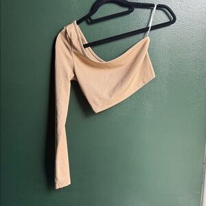 SHEIN Tan Asymmetrical Bodysuit